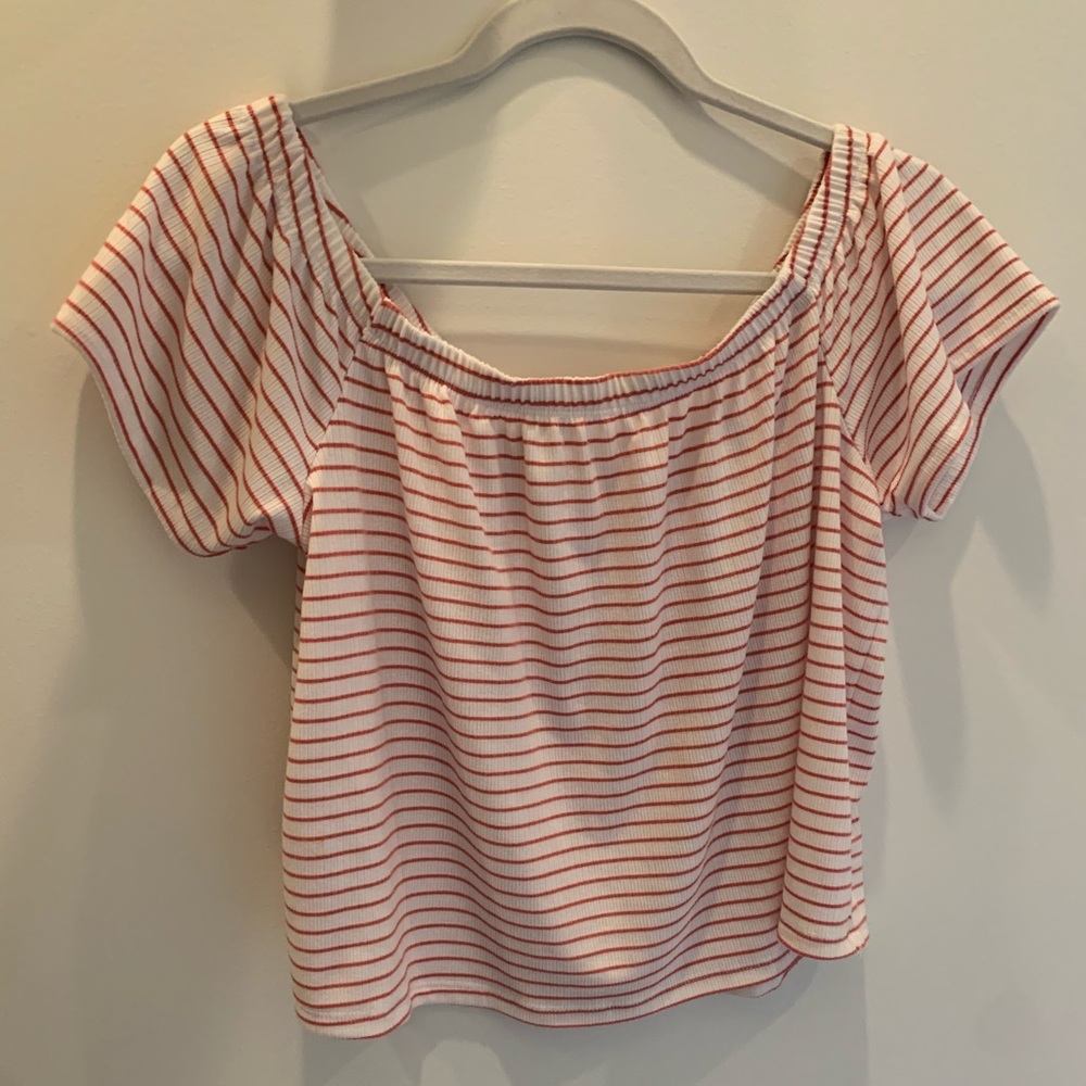 White and red striped top!